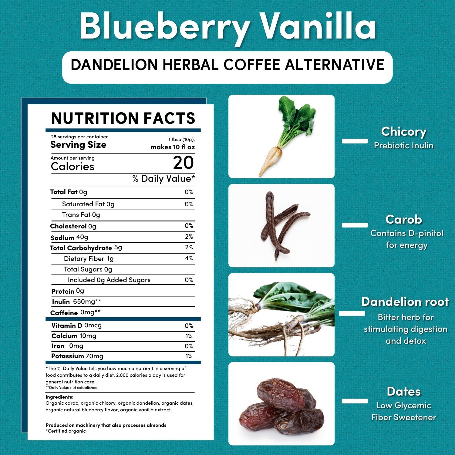 Blueberry Vanilla Chicory Herbal Coffee