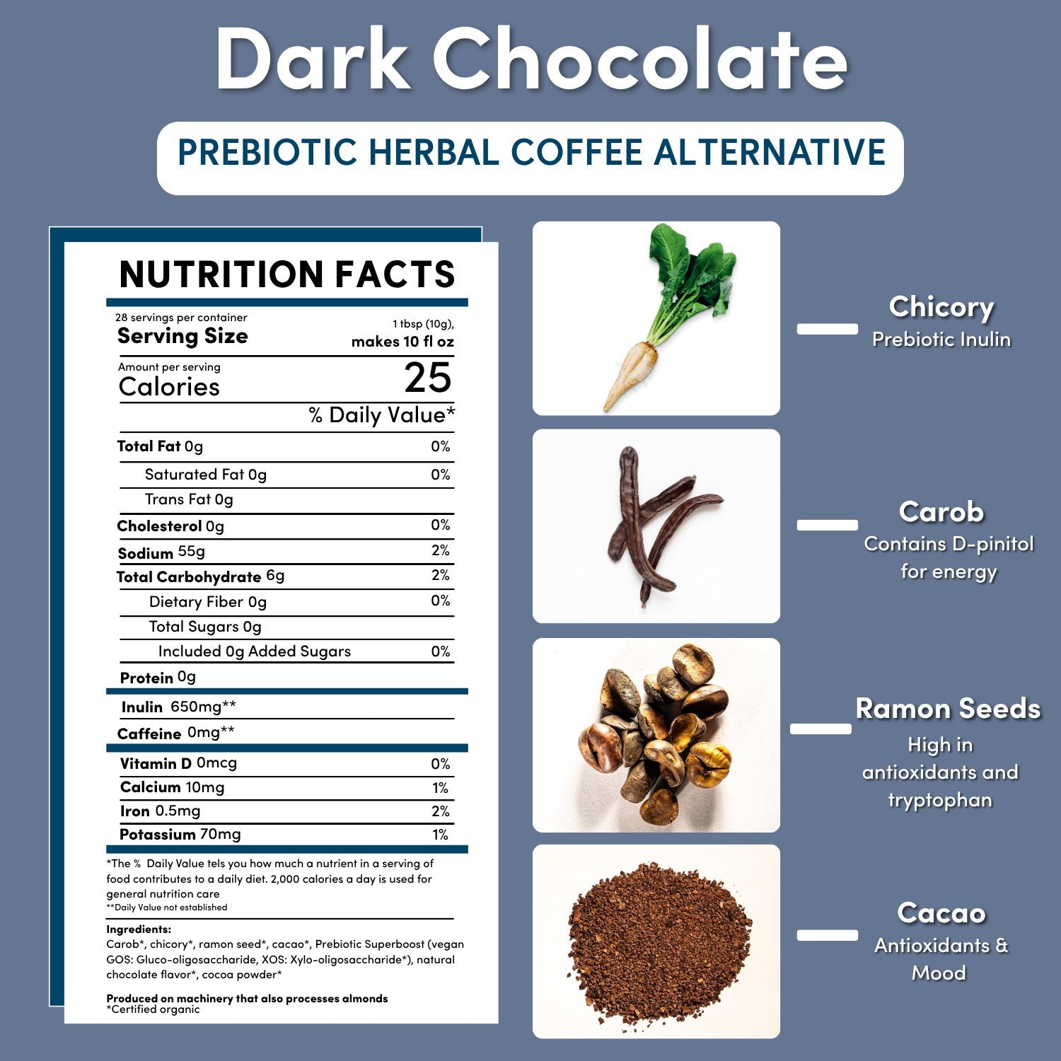 Dark Chocolate Prebiotic SuperBoost Herbal Coffee